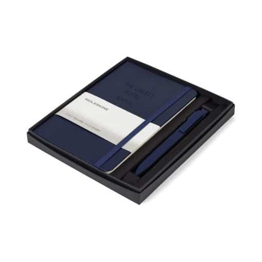 Moleskine® Medium Notebook and GO Pen Gift Set - Navy Blue