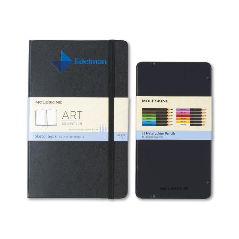 Custom Moleskine® Coloring Kit - Sketchbook and Watercolor Pencils - Black - 2