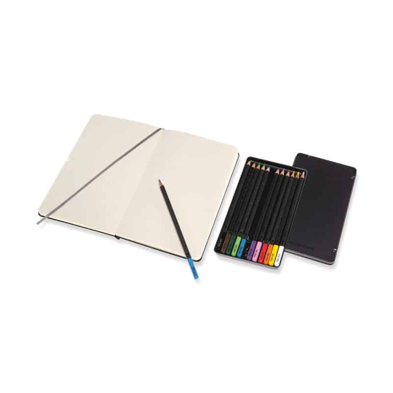 Custom Moleskine® Coloring Kit - Sketchbook and Watercolor Pencils - Black - 4