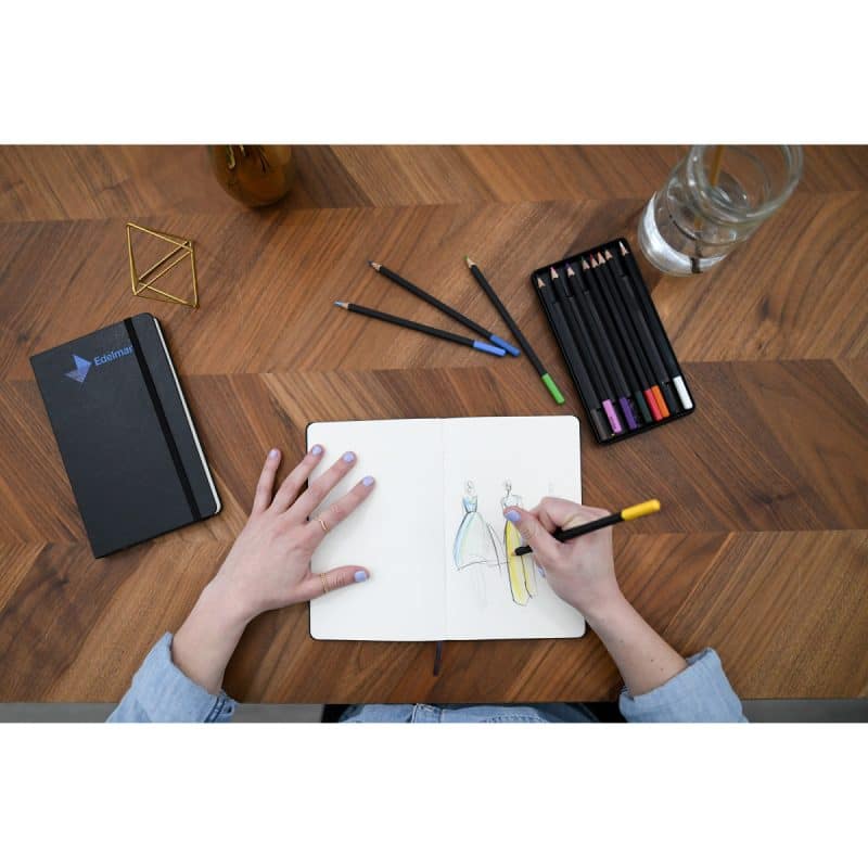 Custom Moleskine® Coloring Kit - Sketchbook and Watercolor Pencils - Black - 5