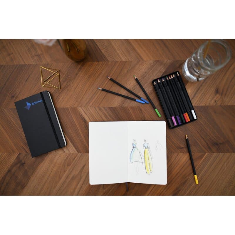 Custom Moleskine® Coloring Kit - Sketchbook and Watercolor Pencils - Black - 7