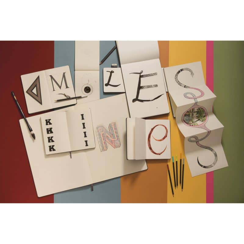 Custom Moleskine® Coloring Kit - Sketchbook and Watercolor Pencils - Black - 8