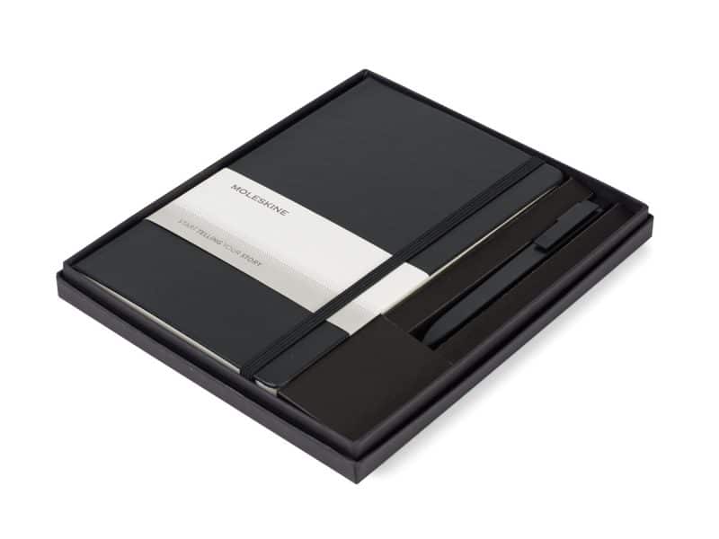 Custom Moleskine® Large Notebook and GO Pen Gift Set - Black - 1