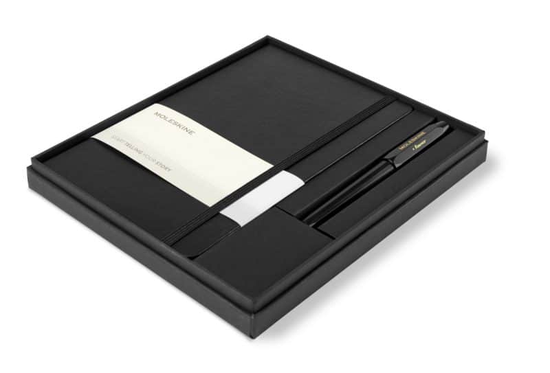 Custom Moleskine® Large Notebook and Kaweco Pen Gift Set - Black - 1
