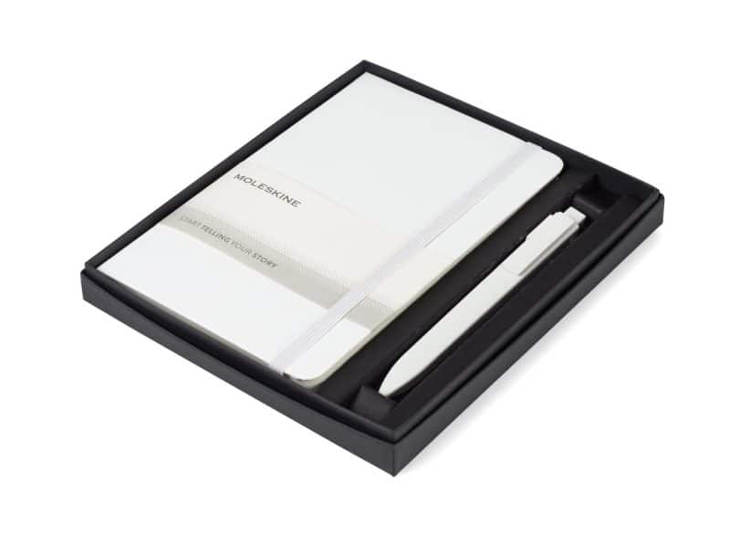 Custom Moleskine® Medium Notebook and GO Pen Gift Set - White - 1