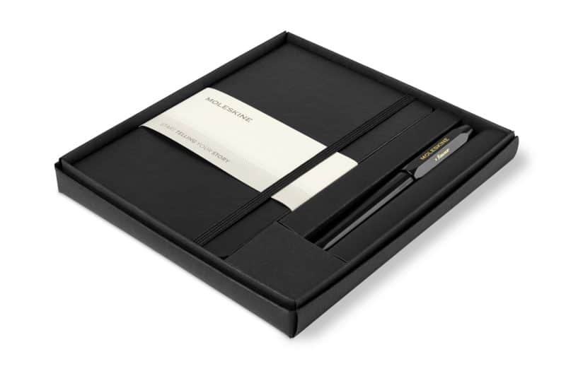 Custom Moleskine® Medium Notebook and Kaweco Pen Gift Set - Black - 1