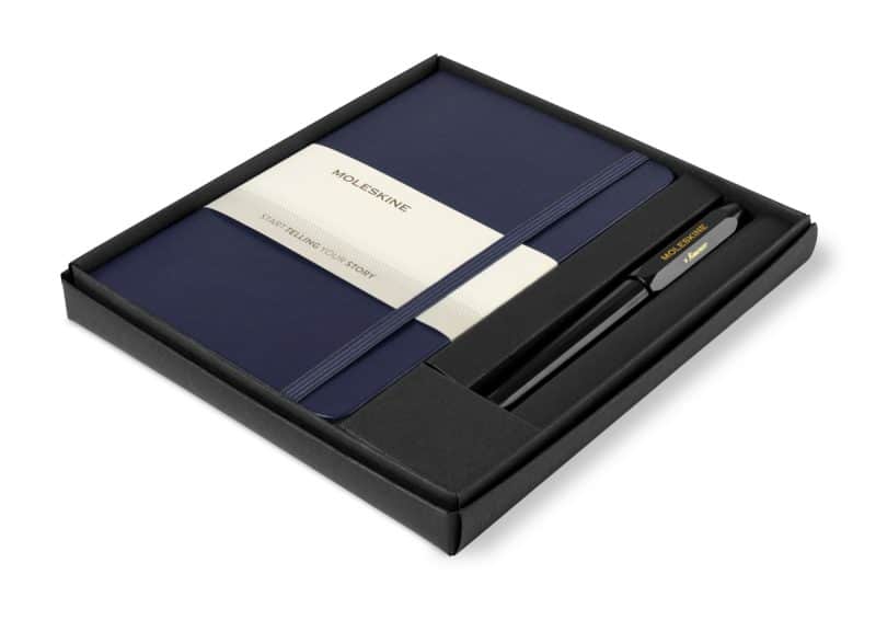 Custom Moleskine® Medium Notebook and Kaweco Pen Gift Set - Navy Blue - 1