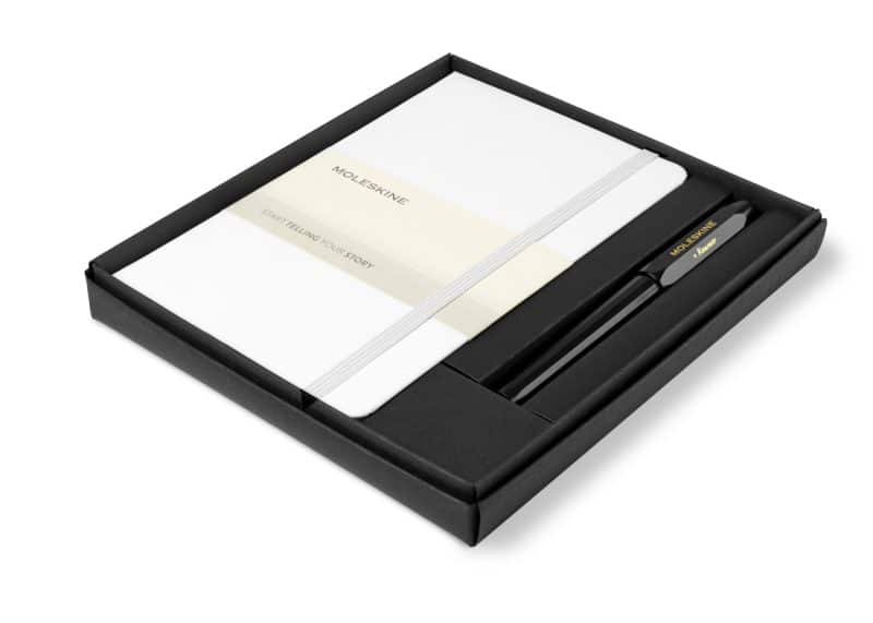 Custom Moleskine® Medium Notebook and Kaweco Pen Gift Set - White - 1