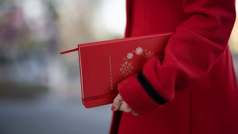Custom Moleskine® Hard Cover Holiday Notebook Gift Set - Scarlet Red - 9