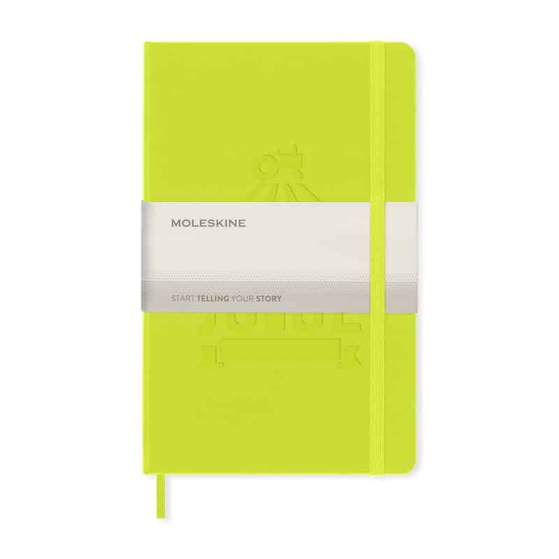 Custom Moleskine® Hard Cover Ruled Large Notebook - Lemon Green - 4