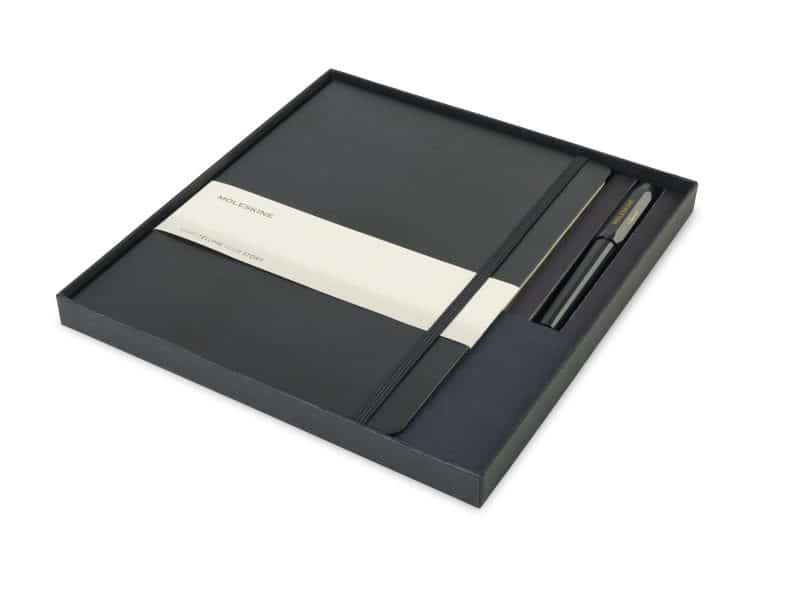 Custom Moleskine® X-Large Notebook and Kaweco Pen Gift Set - Black - 1