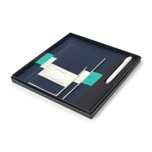 Custom Moleskine® Assorted Cahier and GO Pen Gift Set - Sapphire Blue