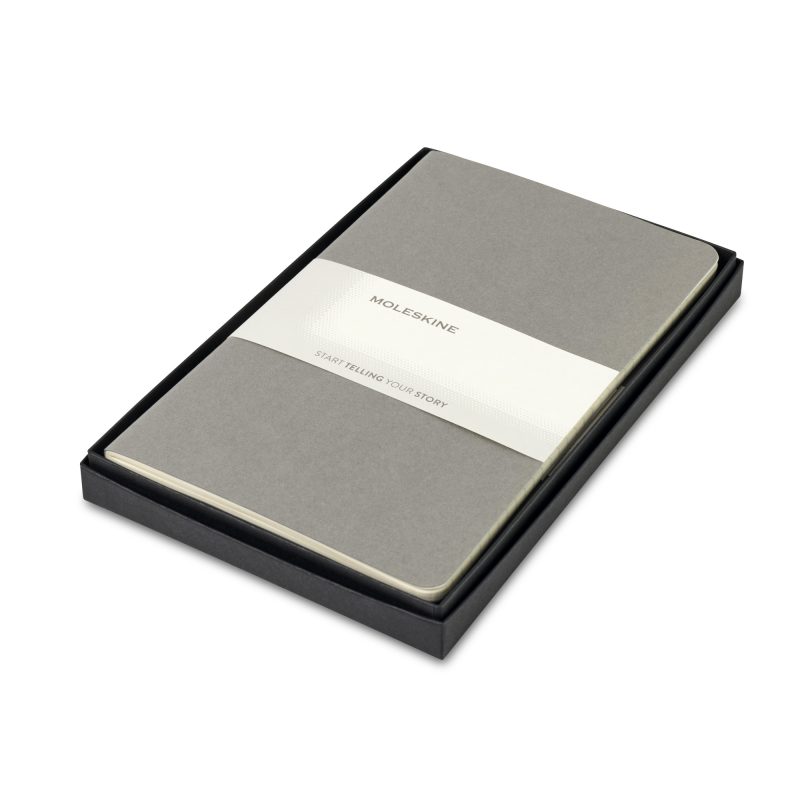 Custom Moleskine® Large Cahier Gift Set - Pebble Grey - 1