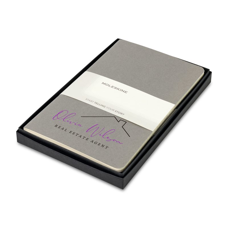 Moleskine®-Large-Cahier-Gift-Set-Pebble-Grey-102937-032 Custom Moleskine® Large Cahier Gift Set - Pebble Grey