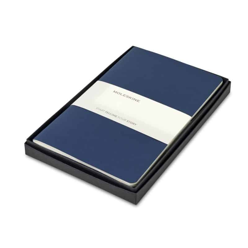 Custom Moleskine® Large Cahier Gift Set - Sapphire Blue - 1