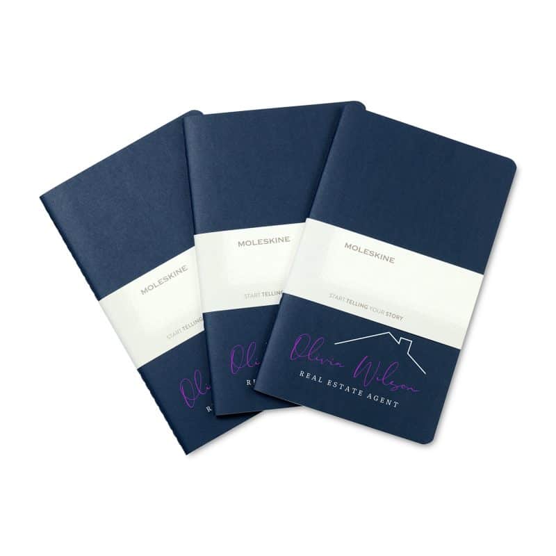 Custom Moleskine® Large Cahier Gift Set - Sapphire Blue - 2