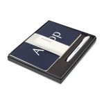 Custom Moleskine® Large Volant and GO Pen Gift Set - Navy Blue