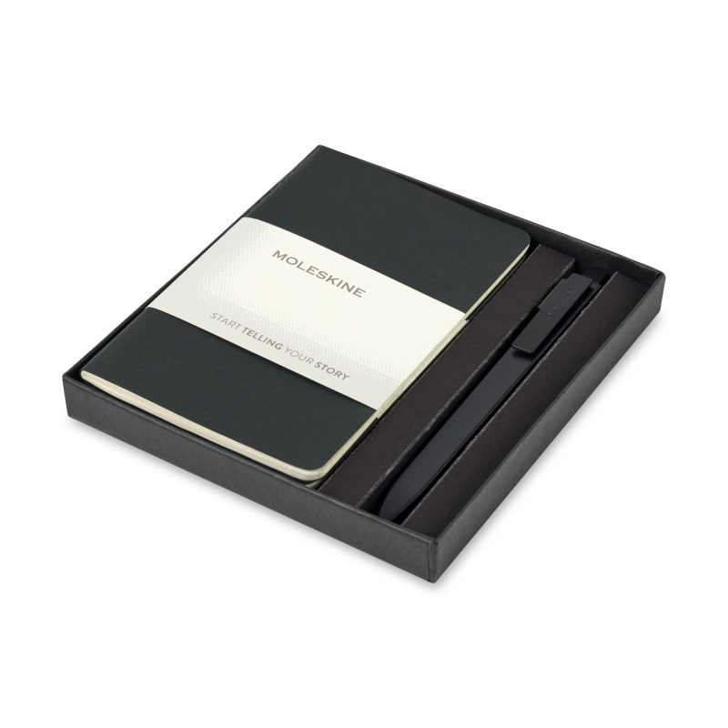 Custom Moleskine® Pocket Cahier and GO Pen Gift Set - Black - 1