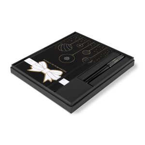 Custom Moleskine® Hard Cover Holiday Notebook and Kaweco Pen Gift Set - Black