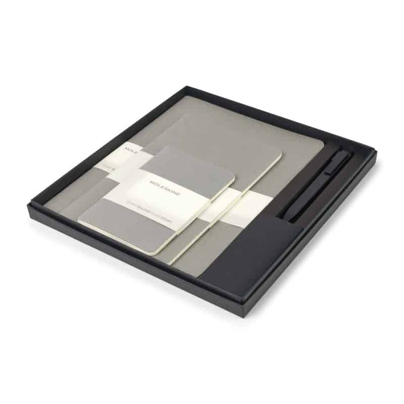 Custom Moleskine Assorted Cahier and GO Pen Gift Set - Pebble Grey - 1