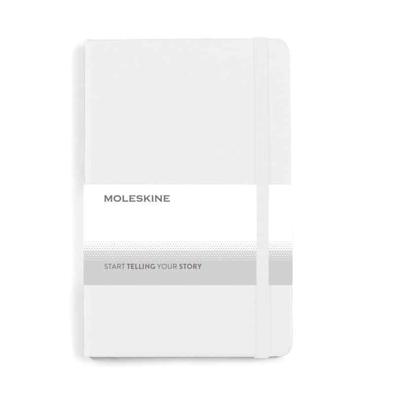 Custom Moleskine Hard Cover Ruled Medium Notebook - White - 1