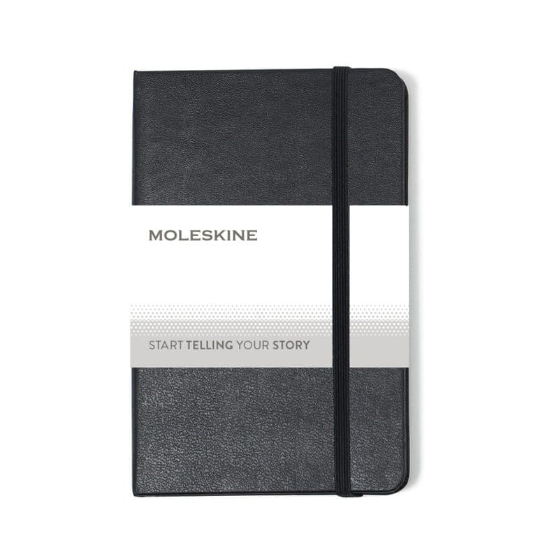 Custom Moleskine Hard Cover Ruled Pocket Notebook - Black - 5