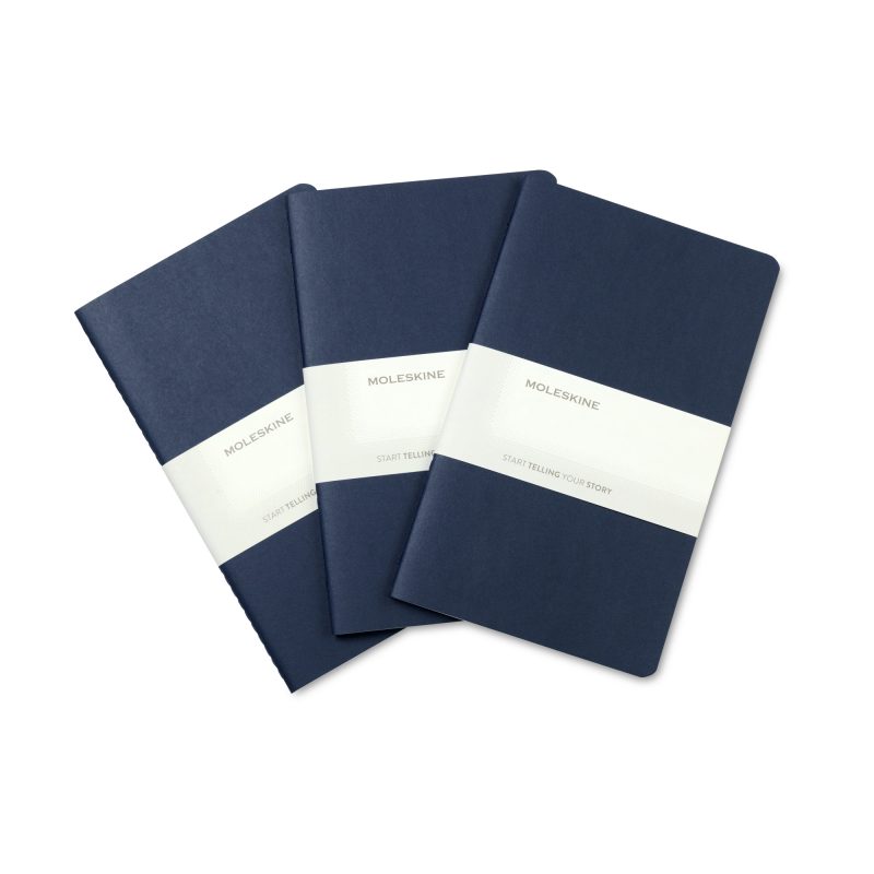 Custom Moleskine Large Cahier 3-Pack - Sapphire Blue - 1