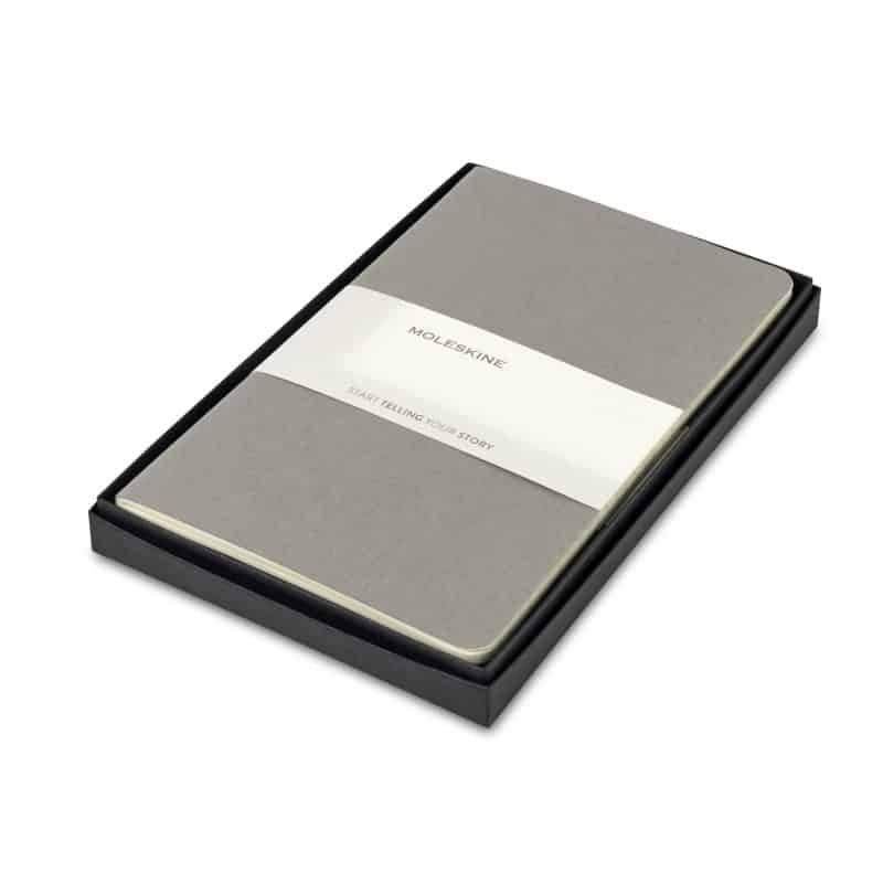 Custom Moleskine Large Cahier Gift Set - Pebble Grey - 1