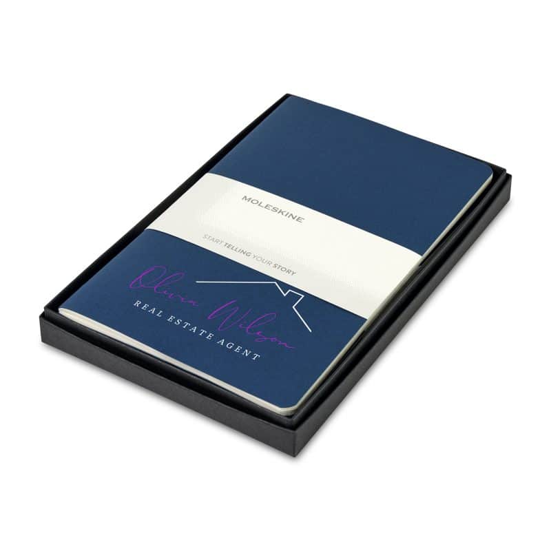 Custom Moleskine Large Cahier Gift Set - Sapphire Blue