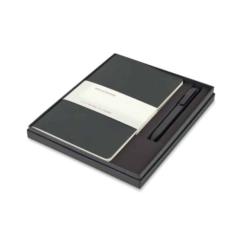 Custom Moleskine Large Cahier and GO Pen Gift Set - Black - 1