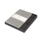 Custom Moleskine Large Cahier and GO Pen Gift Set - Pebble Grey - 1