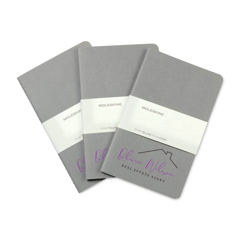Custom Moleskine Large Cahier and GO Pen Gift Set - Pebble Grey - 2