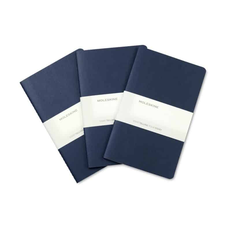 Custom Moleskine Large Cahier and GO Pen Gift Set - Sapphire Blue - Sapphire Blue - 2