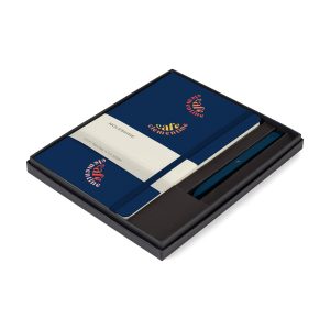 Custom Moleskine Large Notebook and GO Pen Gift Set - Navy Blue - Sapphire Blue