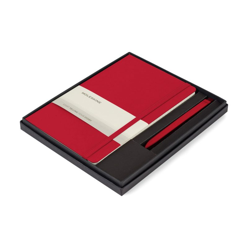 Custom Moleskine Large Notebook and GO Pen Gift Set - Scarlet Red - 1