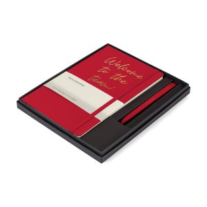 Custom Moleskine Large Notebook and GO Pen Gift Set - Scarlet Red