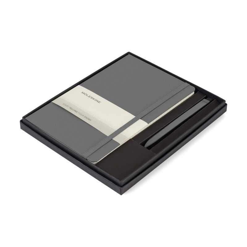 Custom Moleskine Large Notebook and GO Pen Gift Set - Slate Grey - Slate Grey - 1