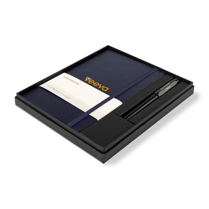 Custom Moleskine Large Notebook and Kaweco Pen Gift Set - Navy Blue