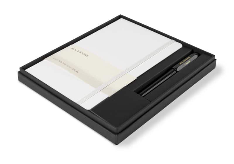 Custom Moleskine Large Notebook and Kaweco Pen Gift Set - White - 1