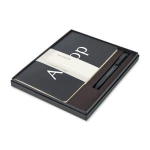 Custom Moleskine Large Volant and GO Pen Gift Set - Black