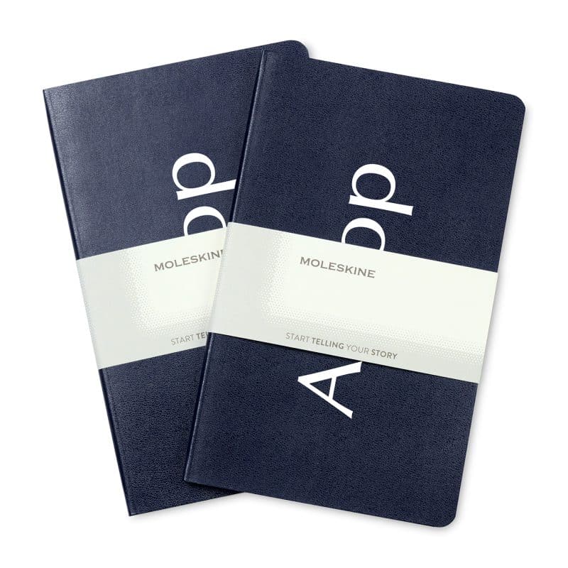 Custom Moleskine Large Volant and GO Pen Gift Set - Navy Blue-White - 2
