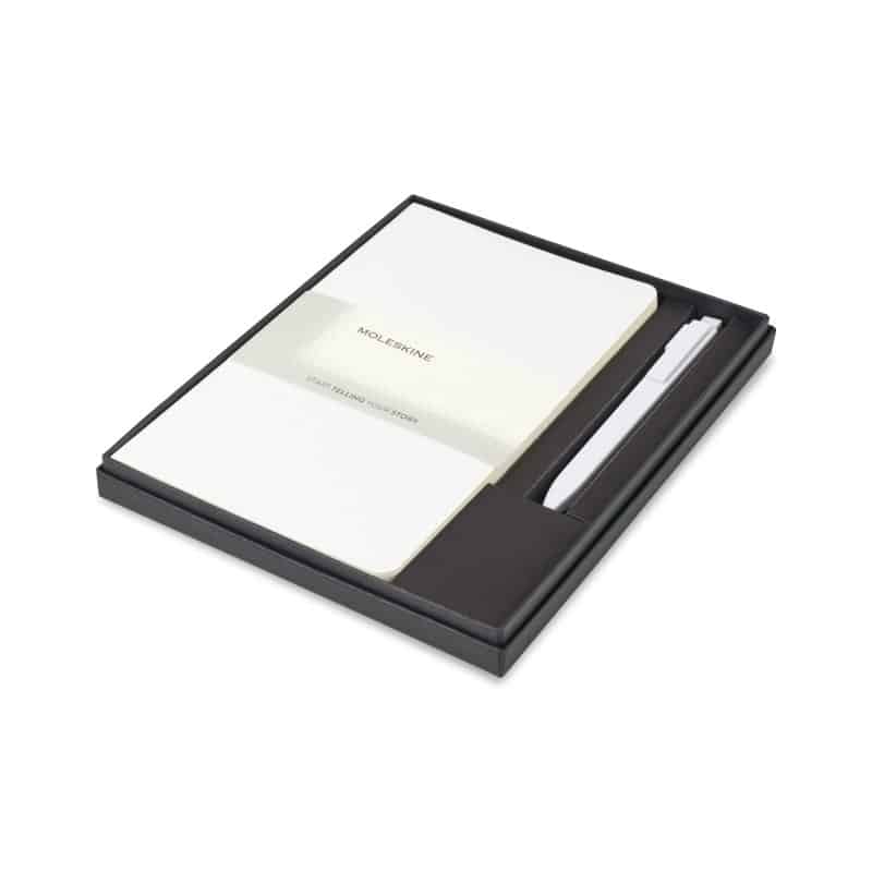 Custom Moleskine Large Volant and GO Pen Gift Set - White - 1
