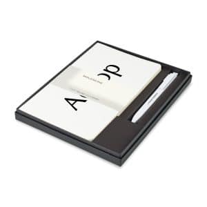 Custom Moleskine Large Volant and GO Pen Gift Set - White
