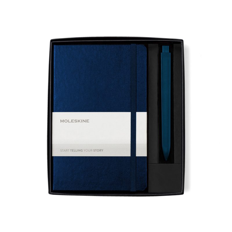 Custom Moleskine Medium Notebook and GO Pen Gift Set - Navy Blue - Sapphire Blue - 3