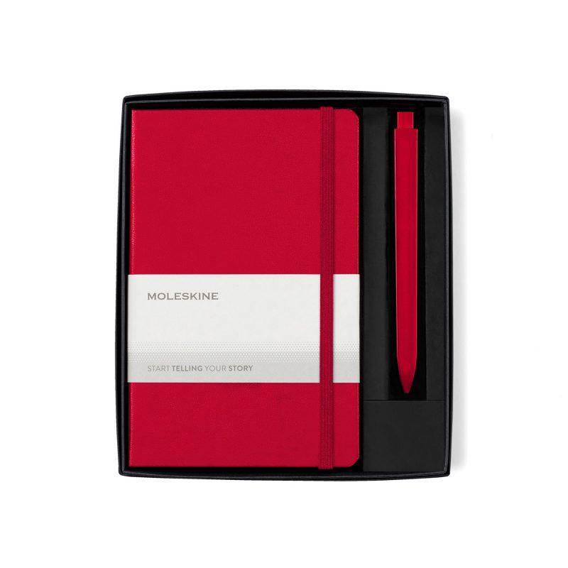 Custom Moleskine Medium Notebook and GO Pen Gift Set - Scarlet Red - 3