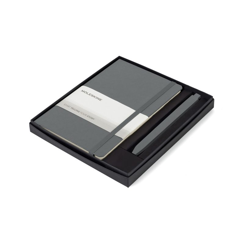 Custom Moleskine Medium Notebook and GO Pen Gift Set - Slate Grey - Slate Grey - 1