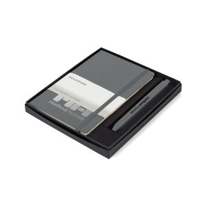 Custom Moleskine Medium Notebook and GO Pen Gift Set - Slate Grey - Slate Grey