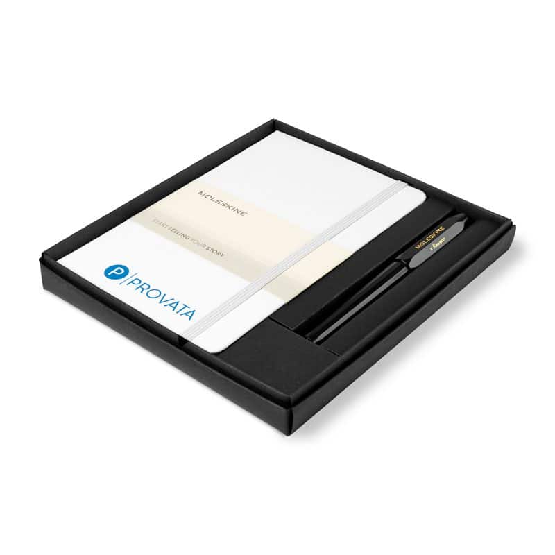 Custom Moleskine Medium Notebook and Kaweco Pen Gift Set - White