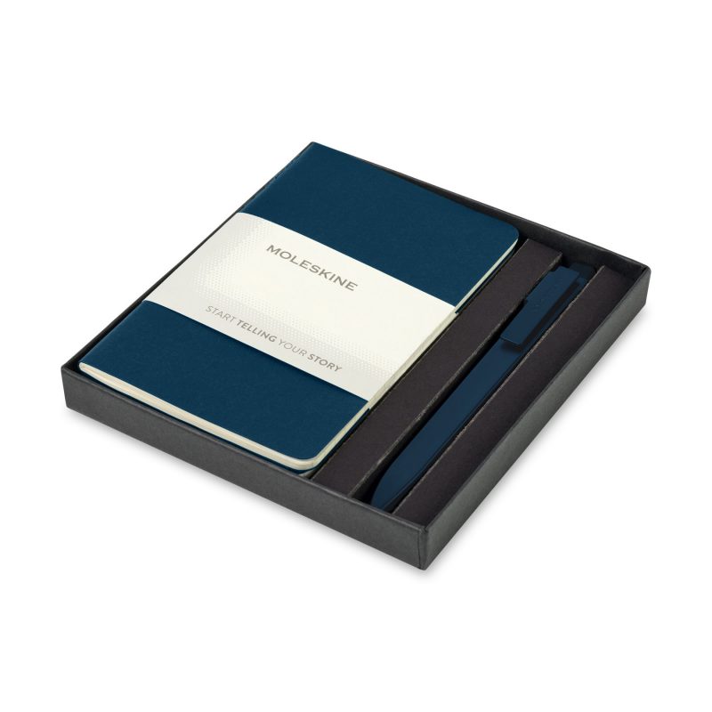 Custom Moleskine Pocket Cahier and GO Pen Gift Set - Sapphire Blue - Sapphire Blue - 1