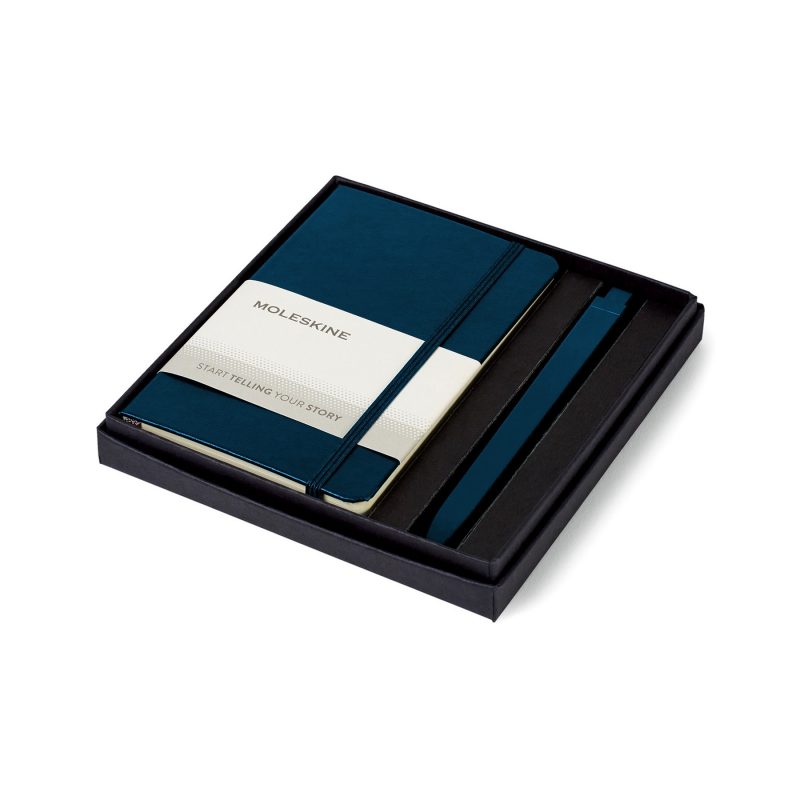 Custom Moleskine Pocket Notebook and GO Pen Gift Set - Sapphire Blue - Sapphire Blue - 1